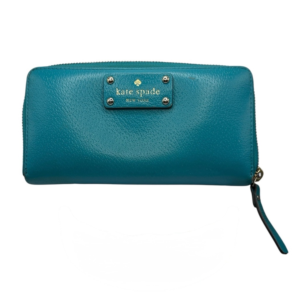 Kate Spade Turquoise Pebbled Leather Zip Around Wallet